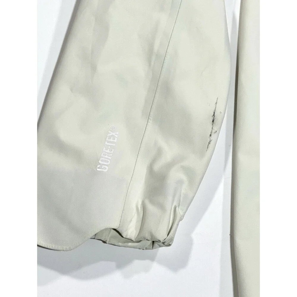 Arc’teryx Goretex Women Rain Jacket White Long Parka Size S Cream Gray Hooded - Picture 4 of 16